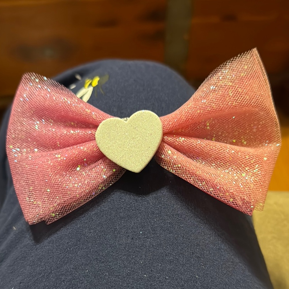 Sparkly Pink Heart Bow for Kids